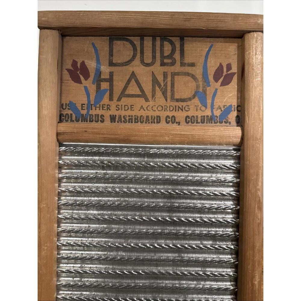 VTG Primitive Washboard Columbus Co. DUBL Handl Lingerie Laundry Room decor Smal - Picture 2 of 11